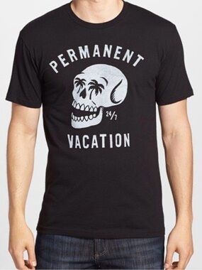 Five Crown Black 'Permanent Vacation' Graphic T-Shirt Size Medium